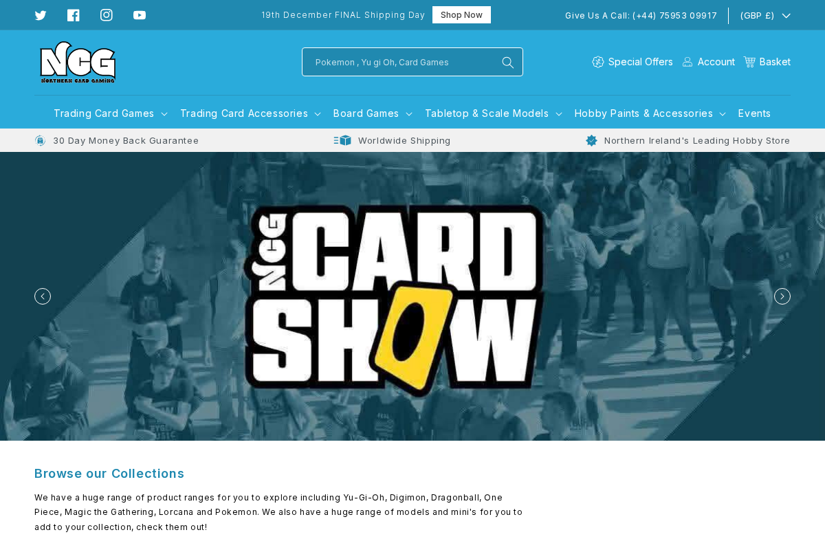 Northern Card Gaming homepage screenshot