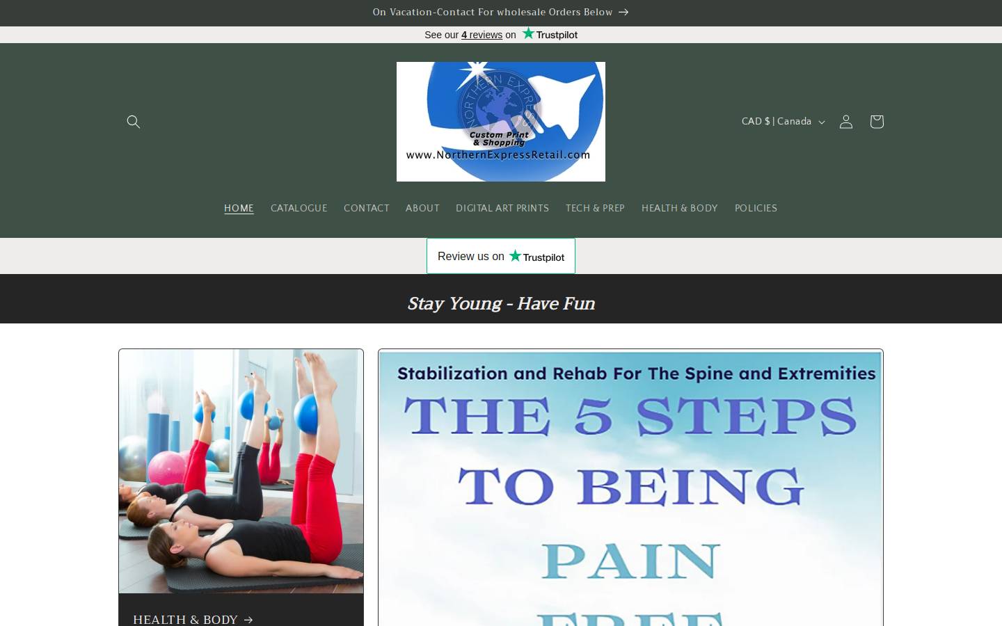 Northern Express Retail homepage screenshot