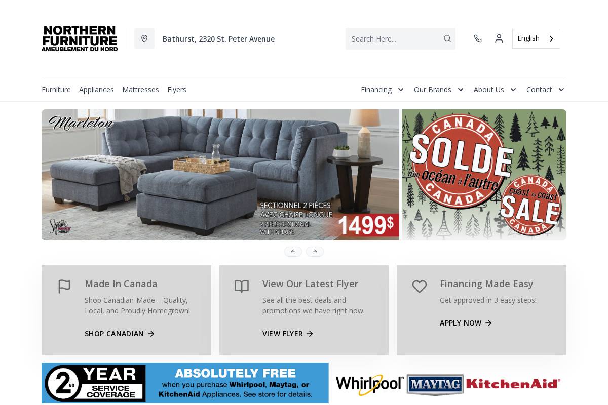 northernfurniture.ca homepage screenshot