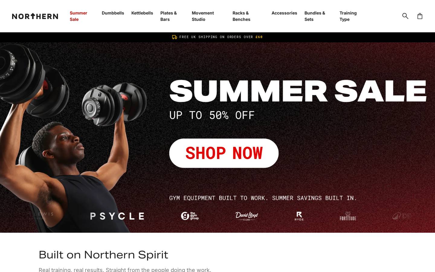 Northern Gym Equipment homepage screenshot