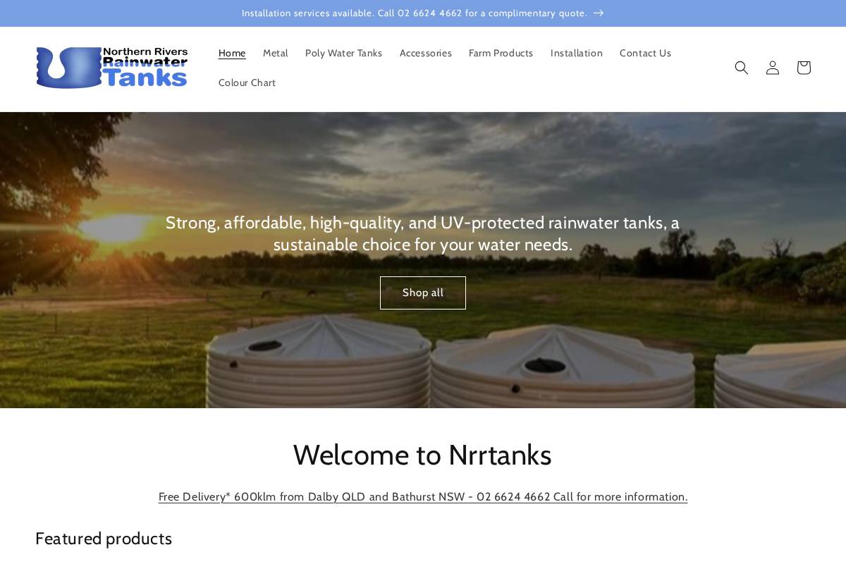 northernriversrainwatertanks.com homepage screenshot