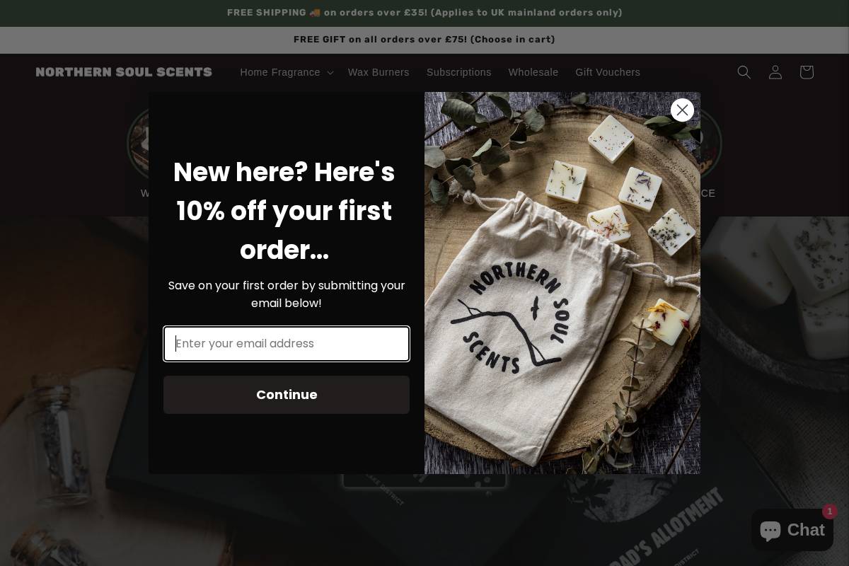 Northern Soul Scents homepage screenshot