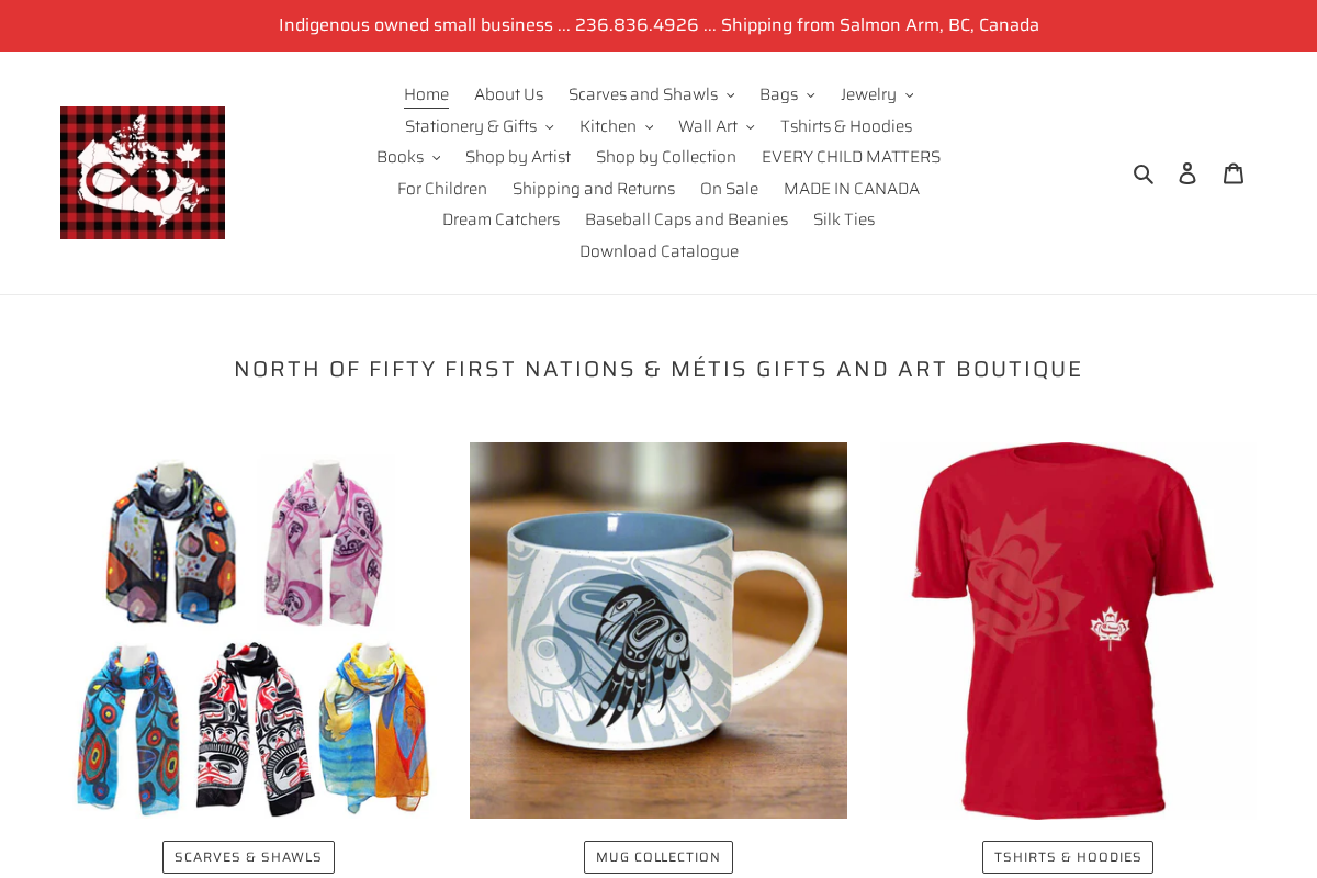 North of Fifty Indigenous Boutique homepage screenshot