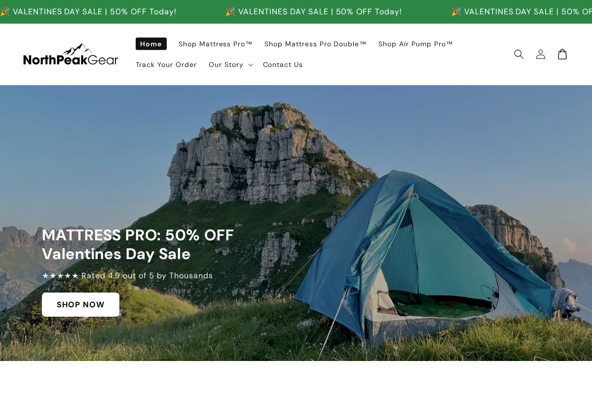 Northpeakgear homepage screenshot