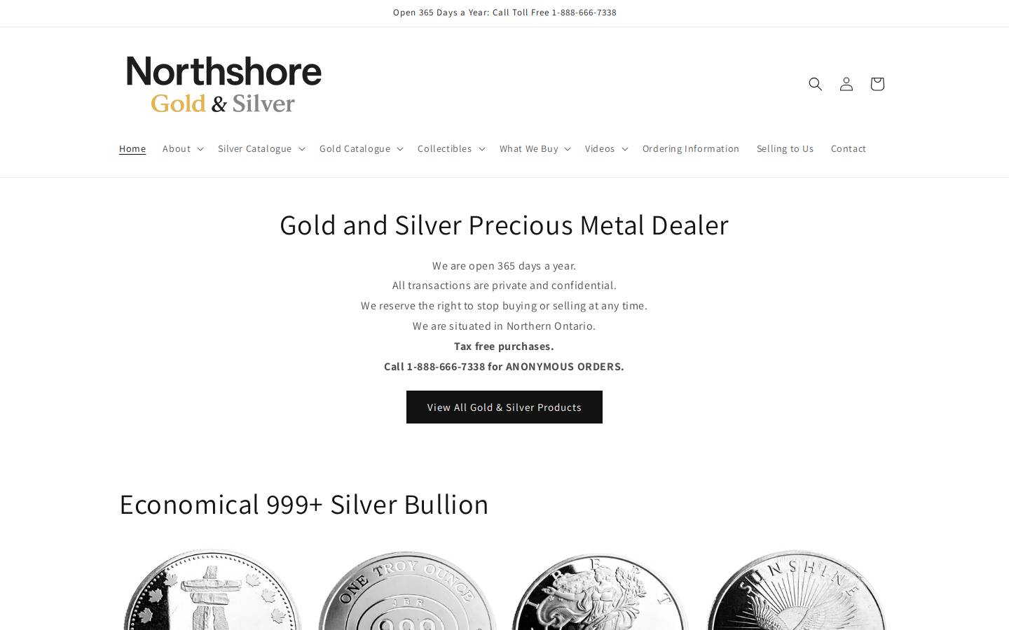 northshoregoldandsilver.com homepage screenshot