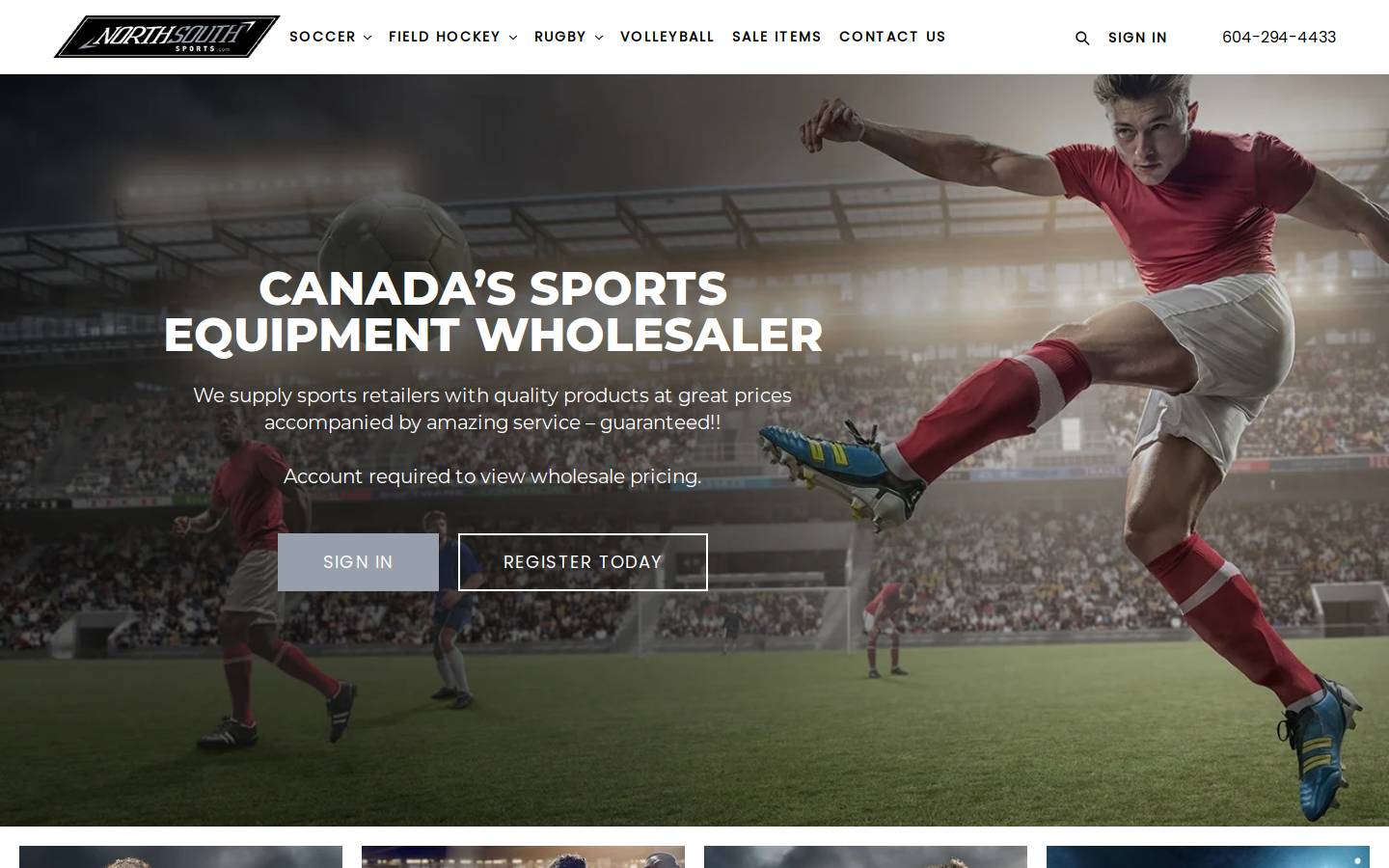 northsouthsports.com homepage screenshot