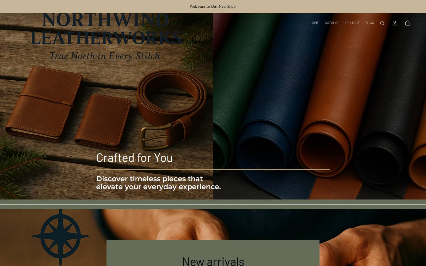 northwindleatherworks.com homepage screenshot