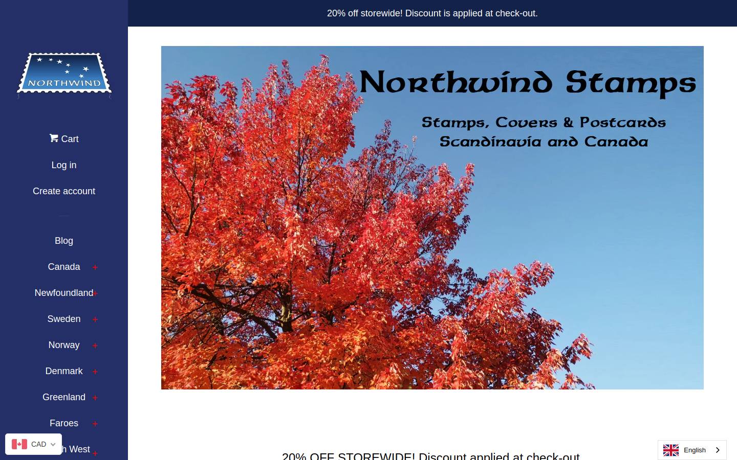 northwindstamps.com homepage screenshot
