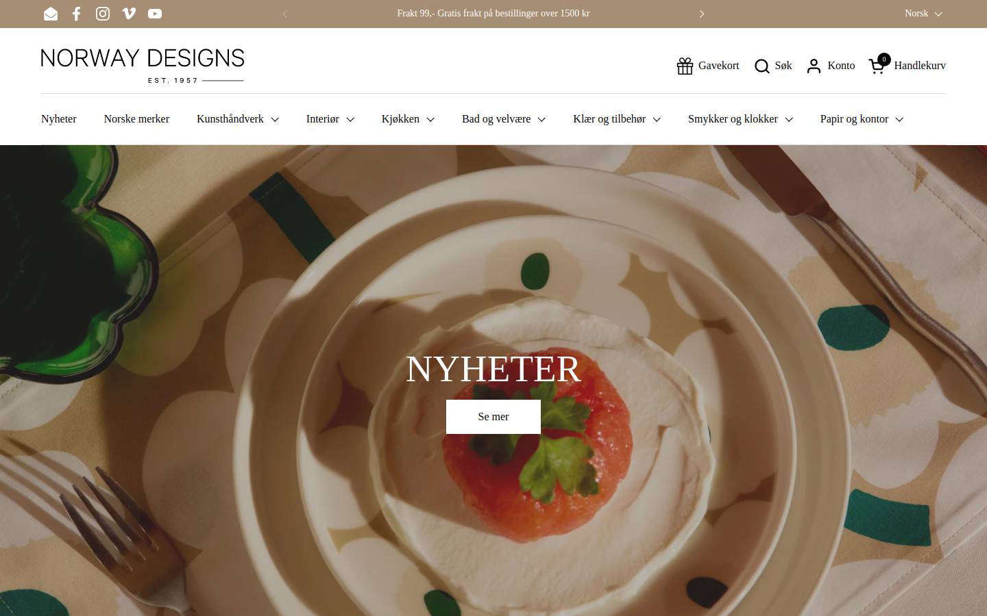 Norway Designs homepage screenshot