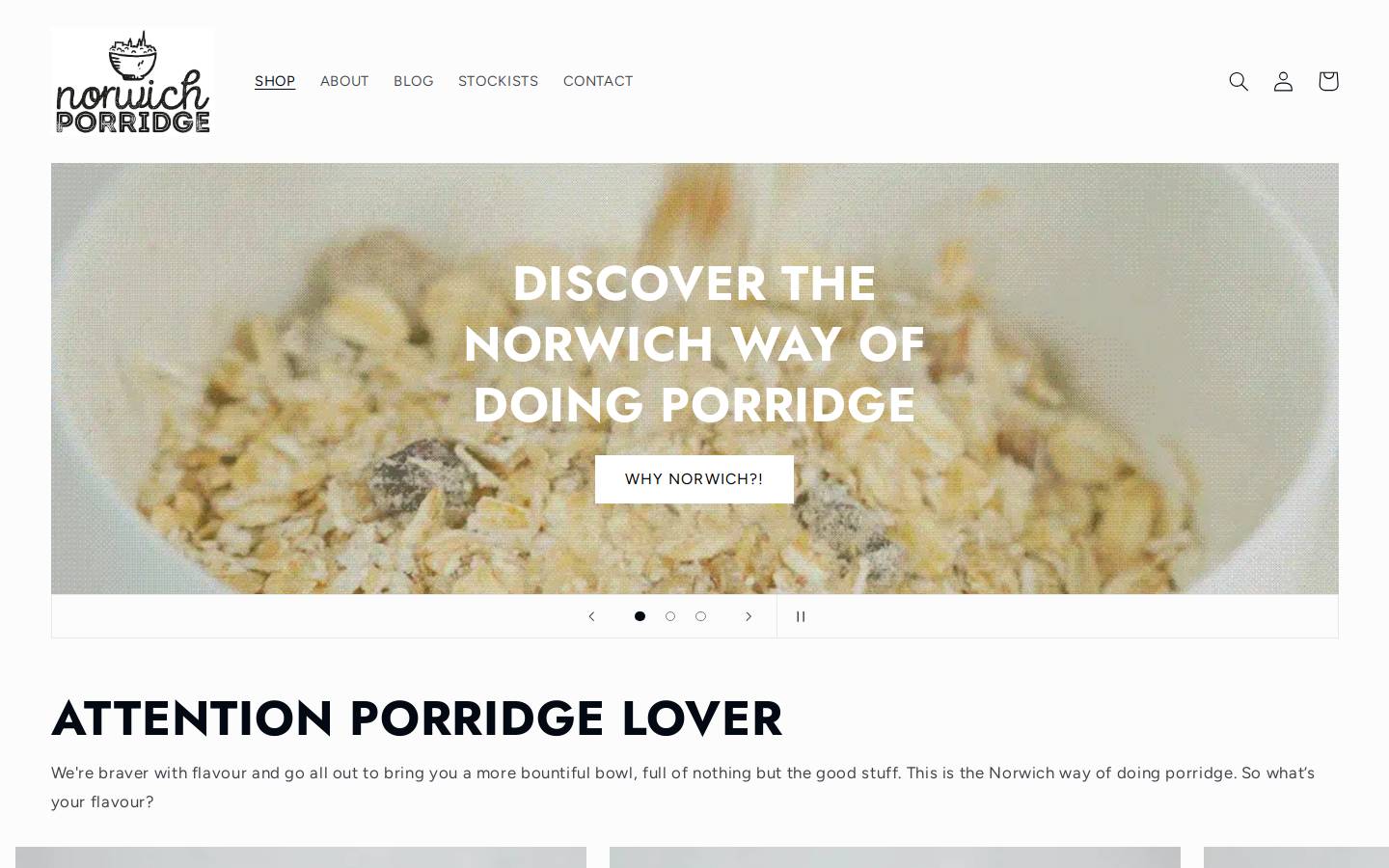 norwichporridge.com homepage screenshot