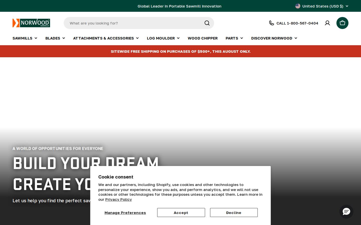norwoodsawmills.com homepage screenshot