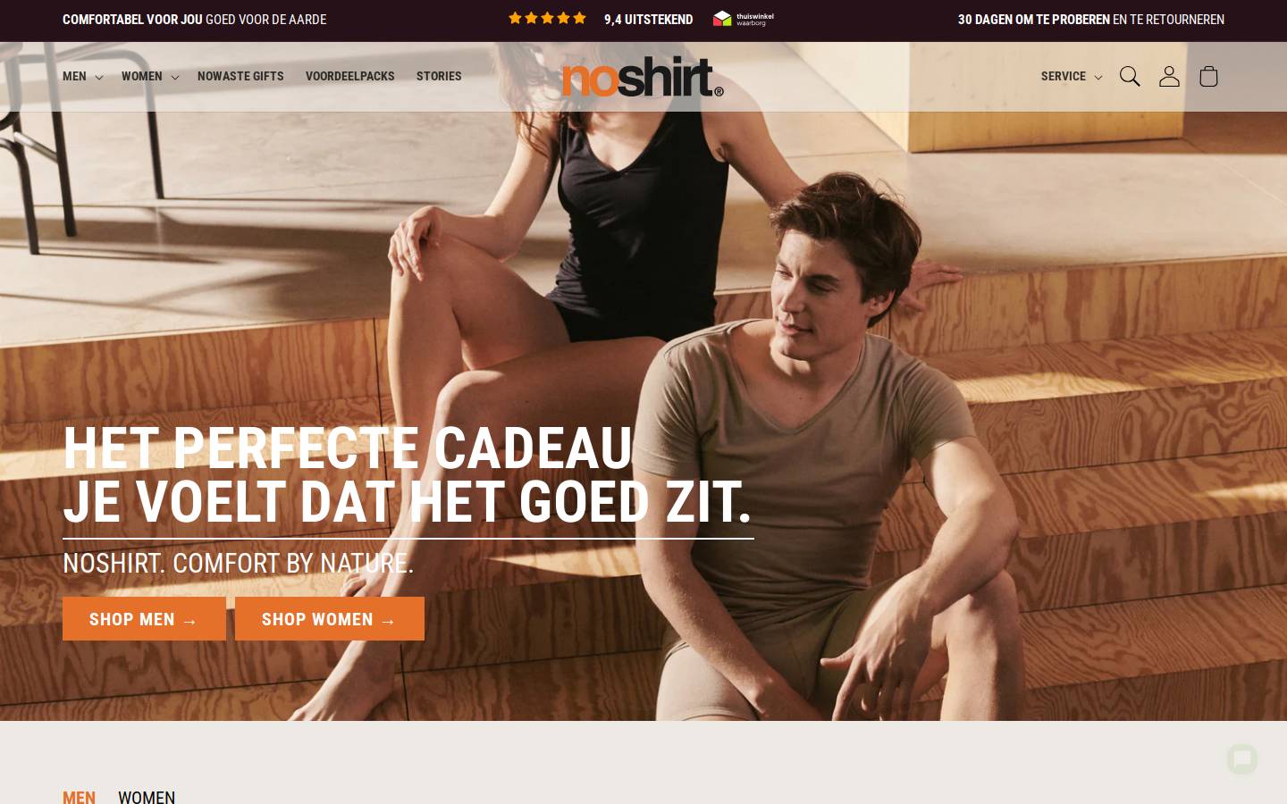 noshirt.be homepage screenshot