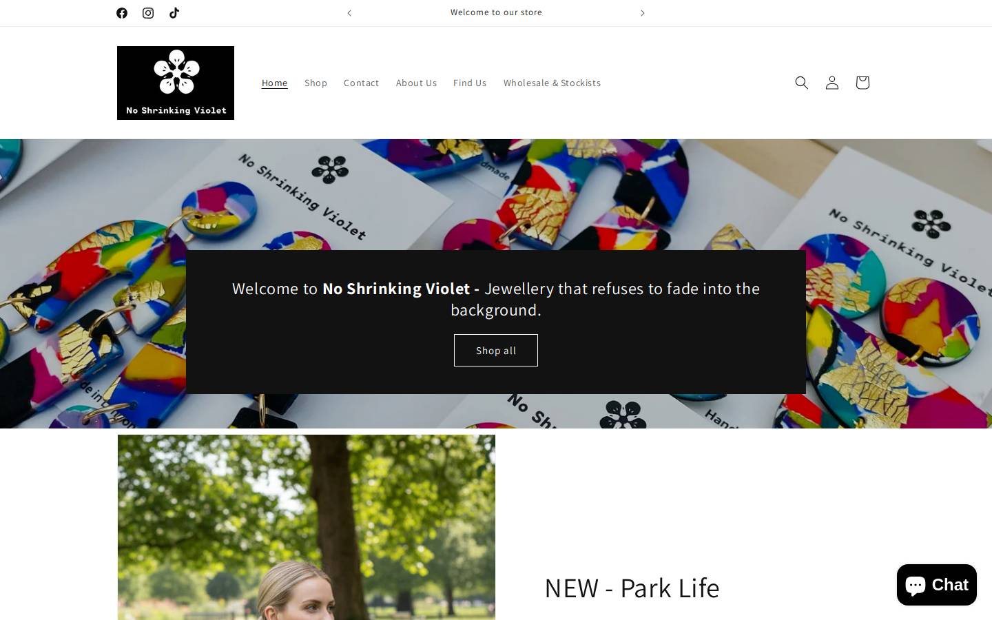 noshrinkingvioletco.com homepage screenshot