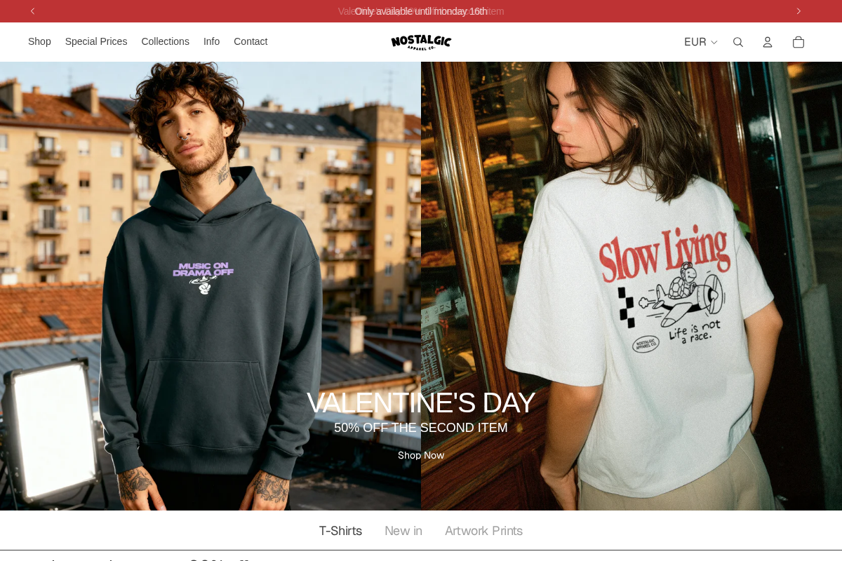 Nostalgic Apparel homepage screenshot