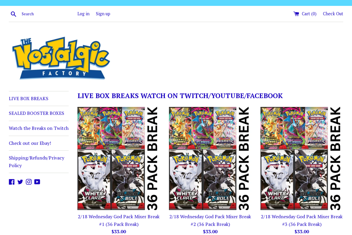 The Nostalgic Factory homepage screenshot