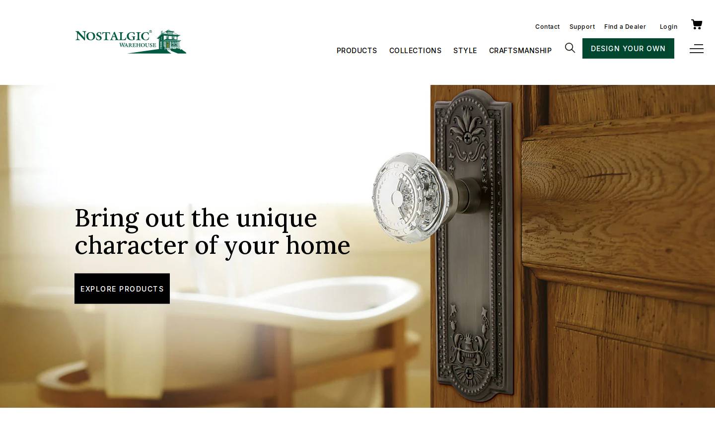 Nostalgic Warehouse homepage screenshot
