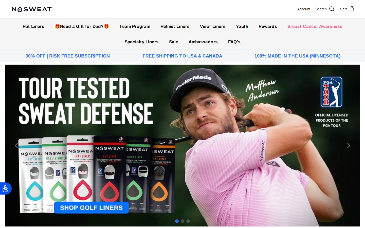 nosweatco.com homepage screenshot