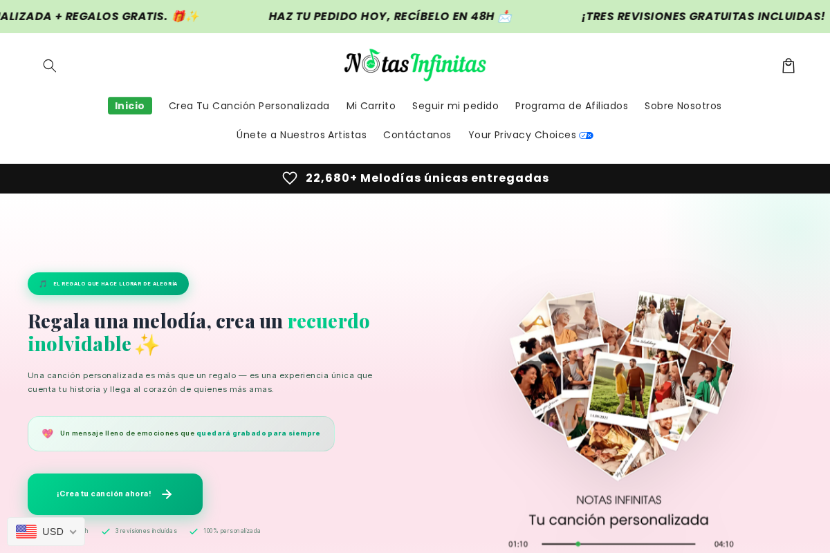 Notasinfinitas homepage screenshot