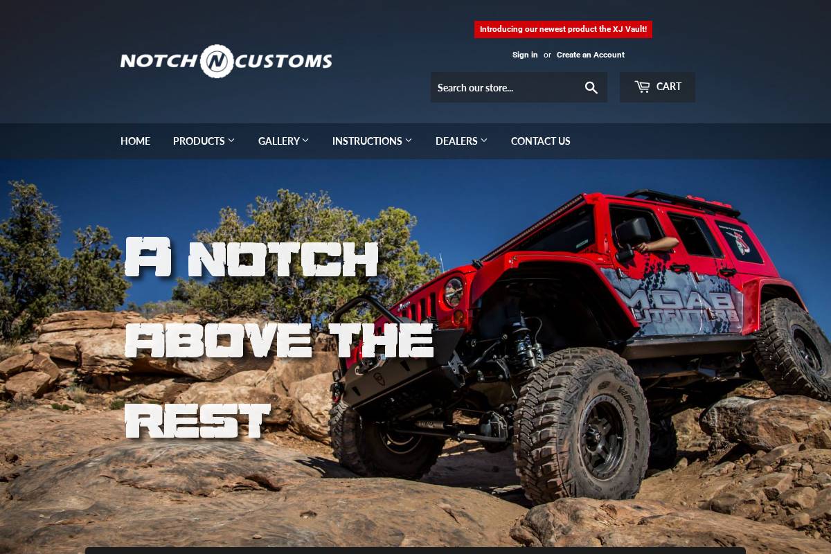 notchcustoms.com homepage screenshot