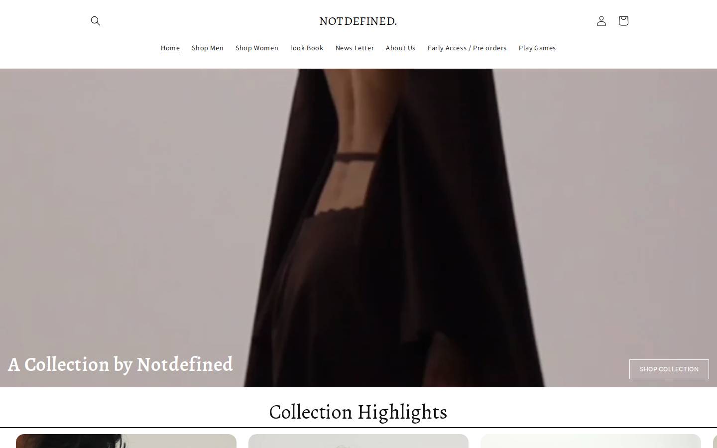 notdefined.store homepage screenshot