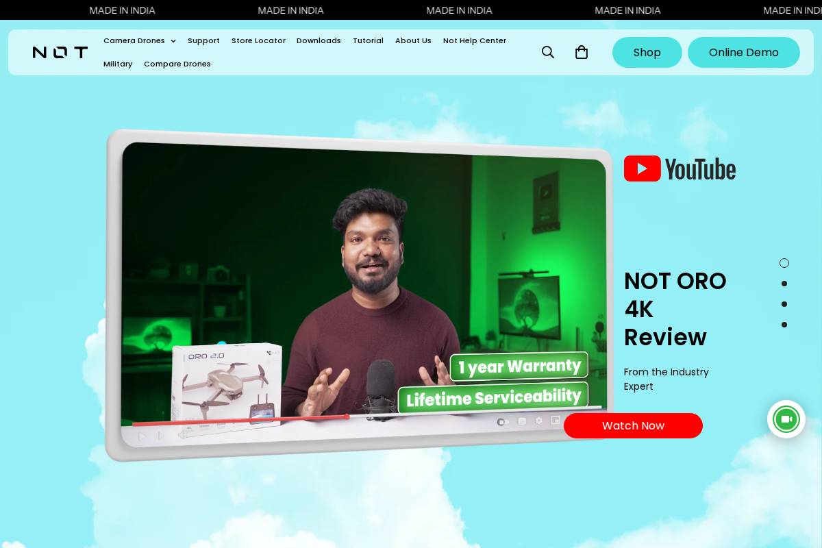 notdrones.com homepage screenshot