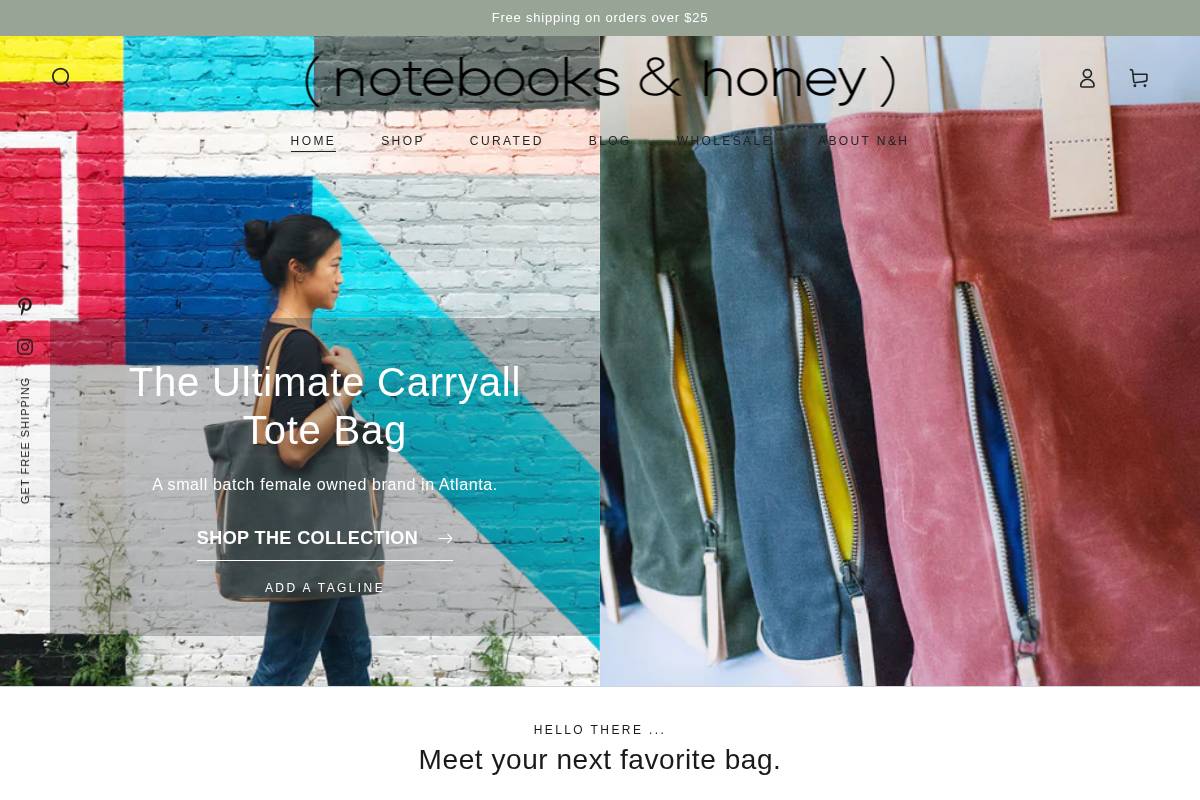 notebooksandhoney.com homepage screenshot