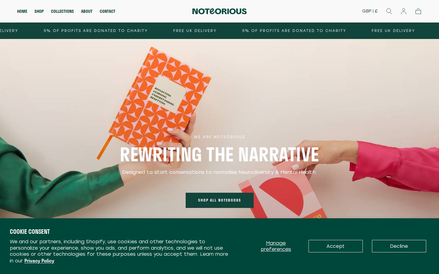 noteorious.co.uk homepage screenshot