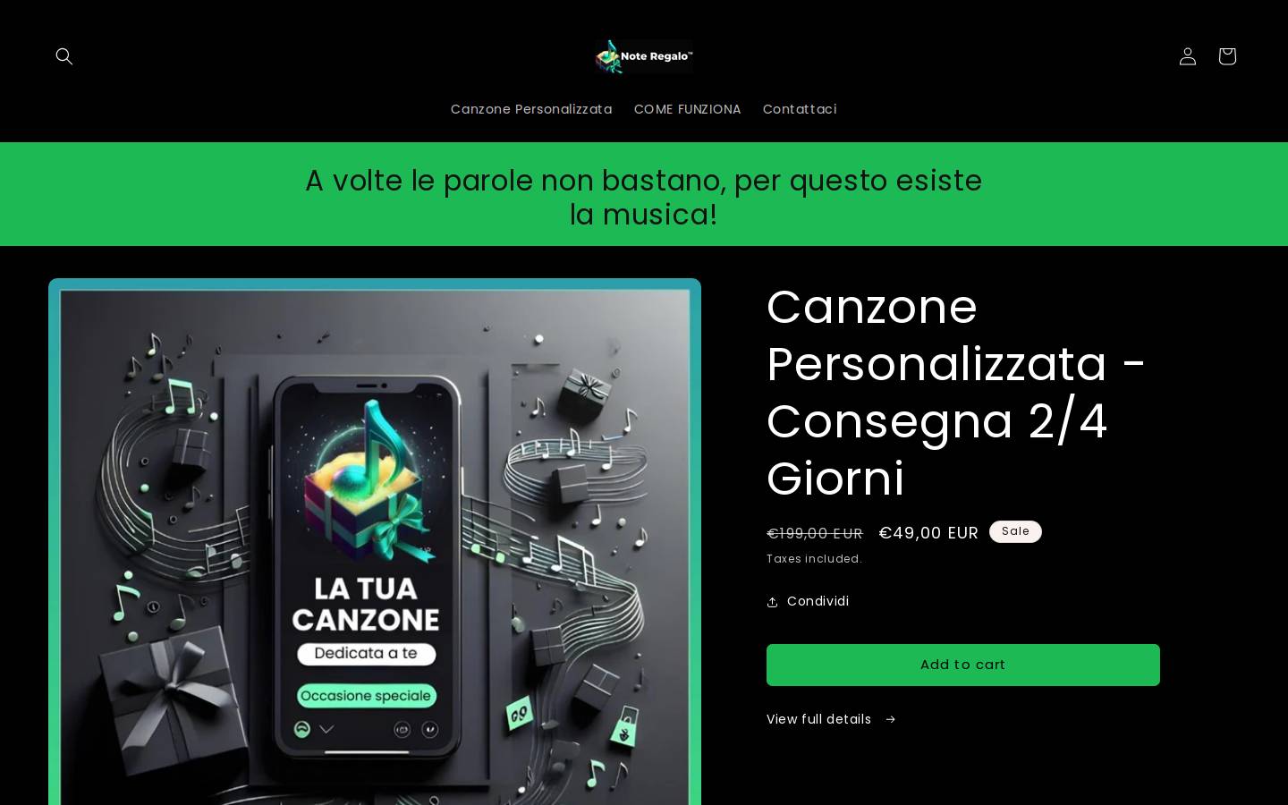 Noteregalo homepage screenshot