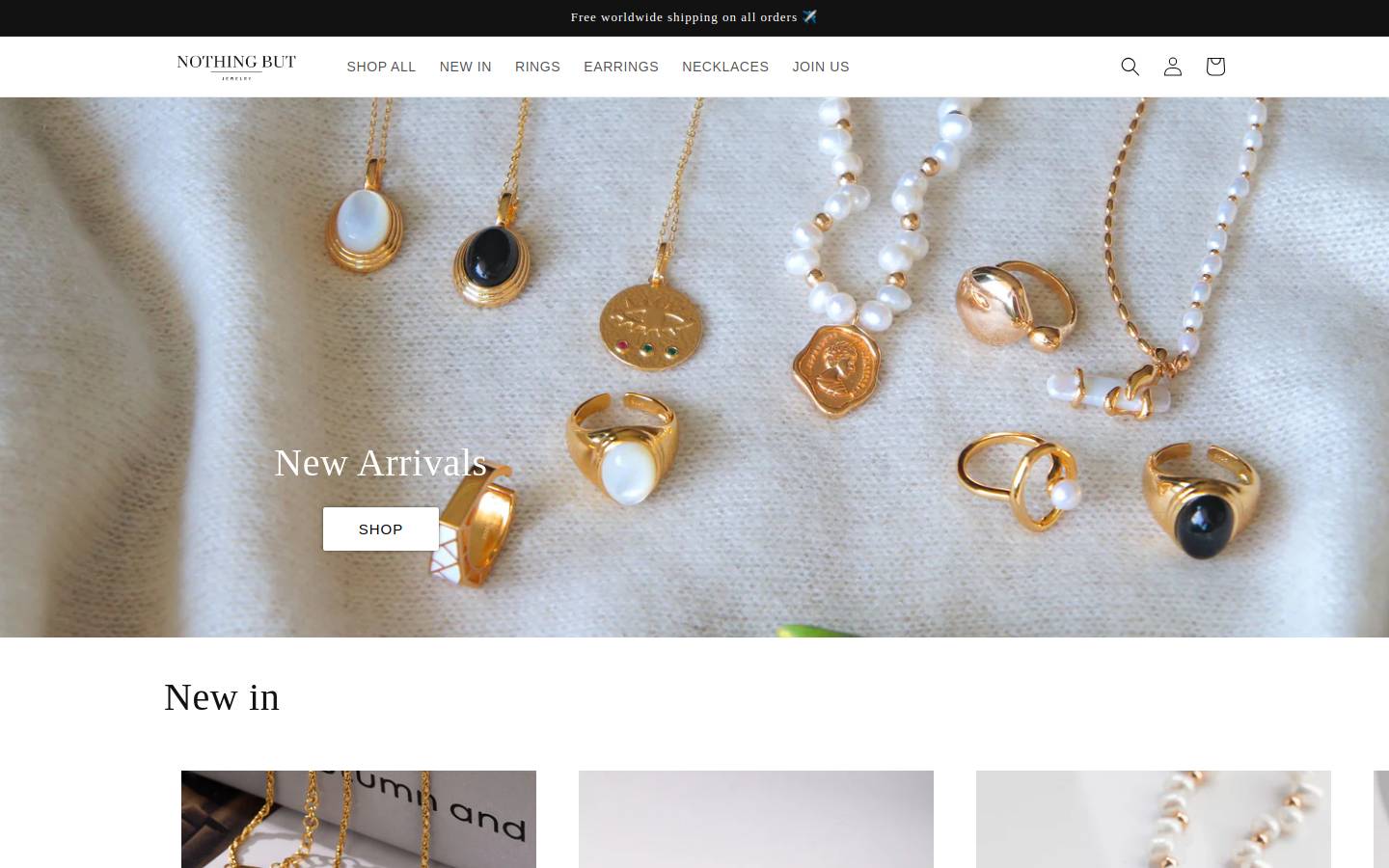 nothingbutjewelry.com homepage screenshot