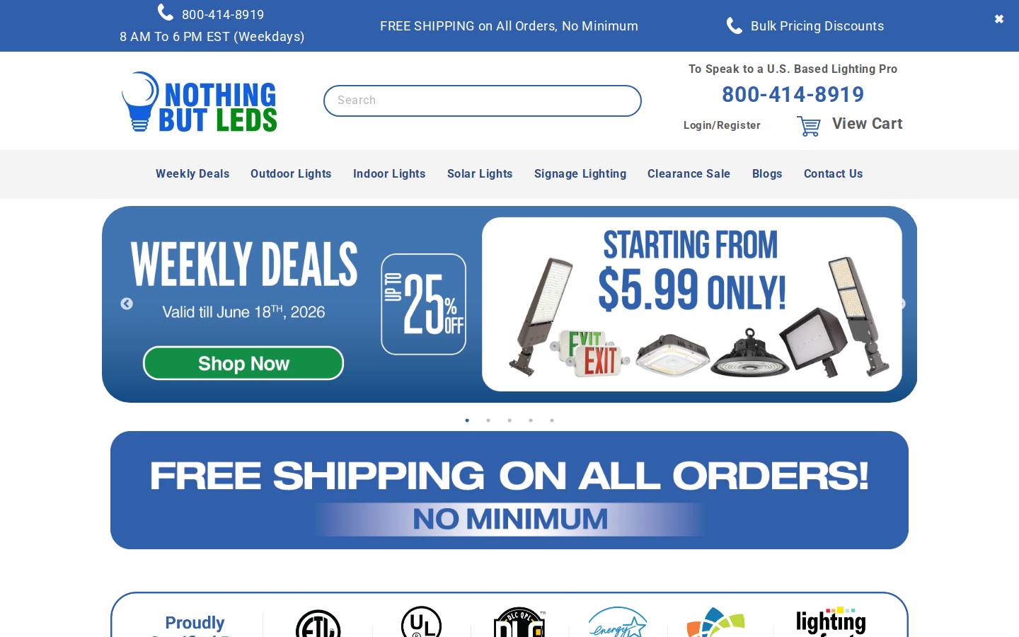 Nothing But LEDs homepage screenshot