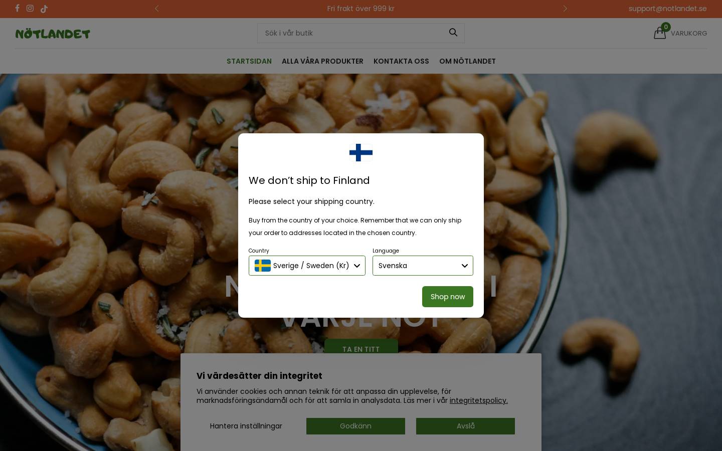 Nötlandet Sverige AB homepage screenshot