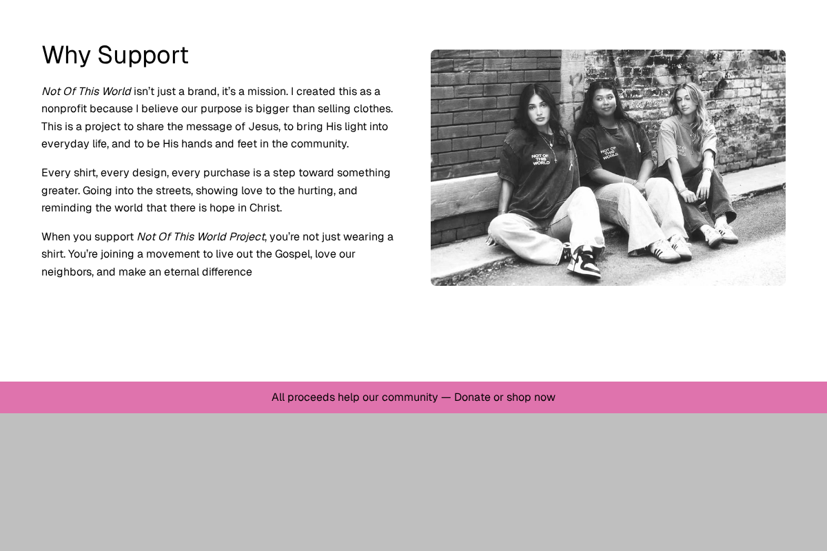 Not Of This World homepage screenshot