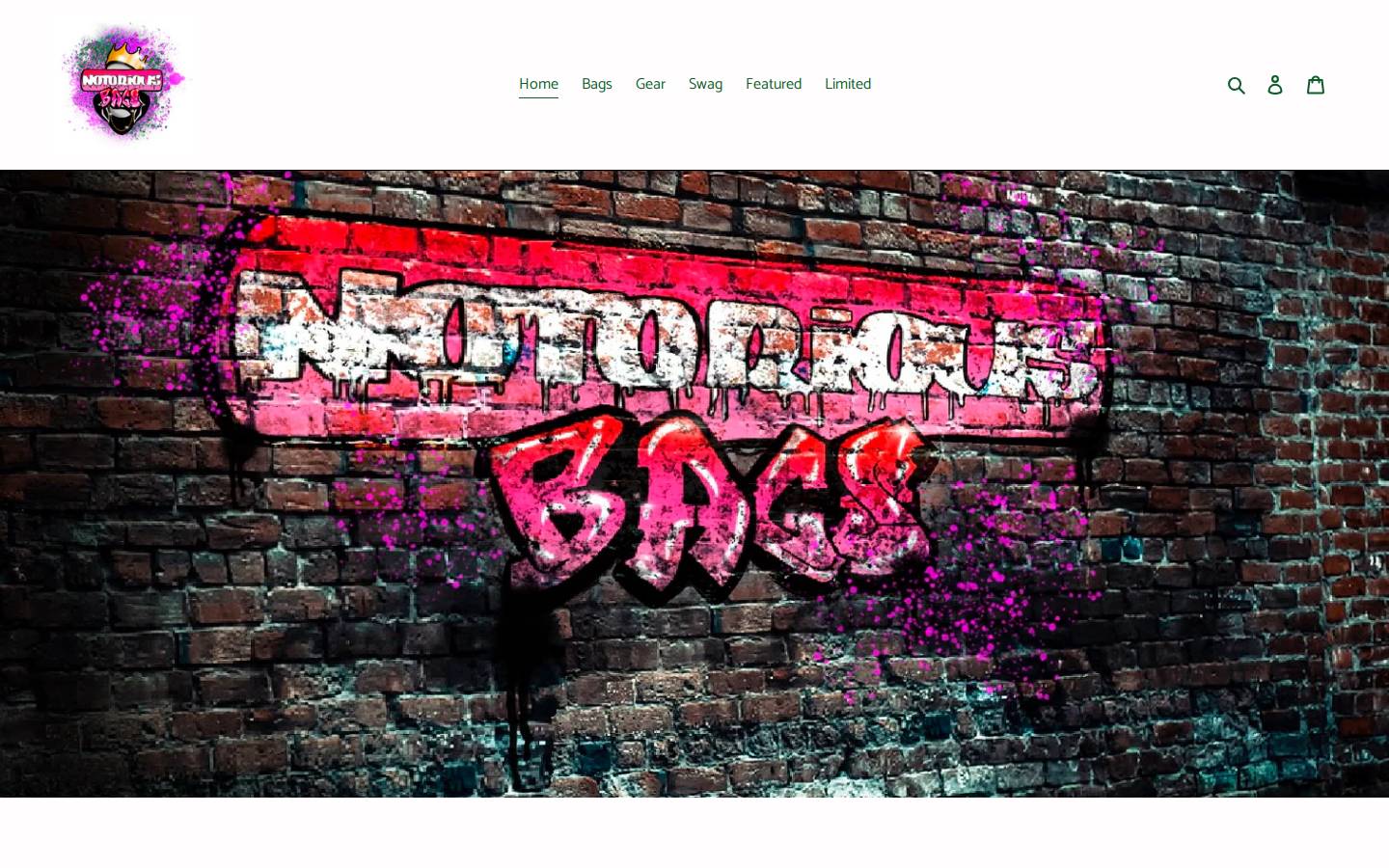 notoriousbags.com homepage screenshot