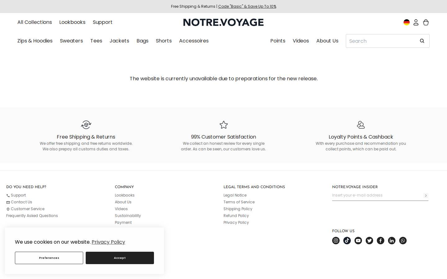NOTRE.VOYAGE homepage screenshot