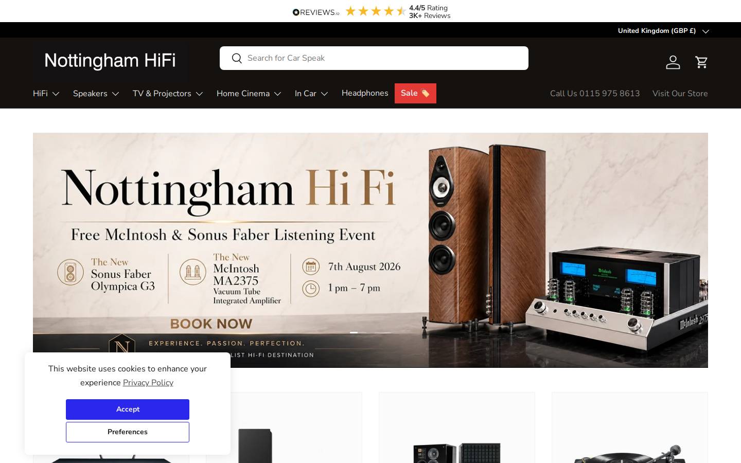 Nottinghamhifi homepage screenshot