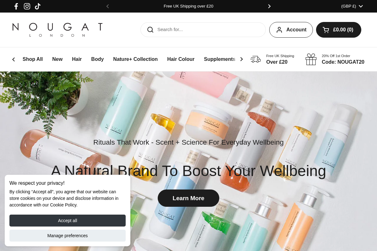 Nougat London homepage screenshot