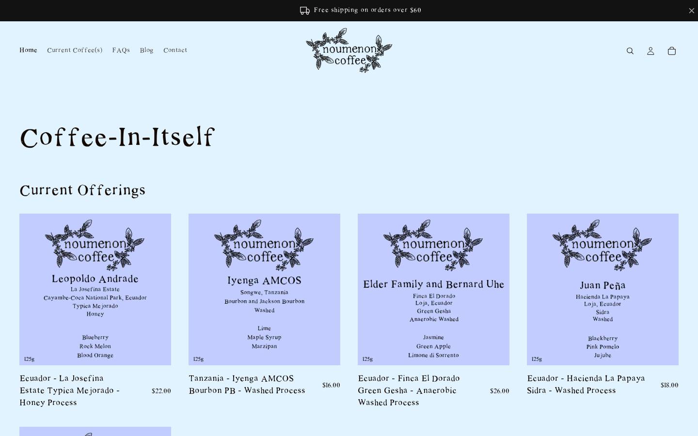 noumenon.coffee homepage screenshot