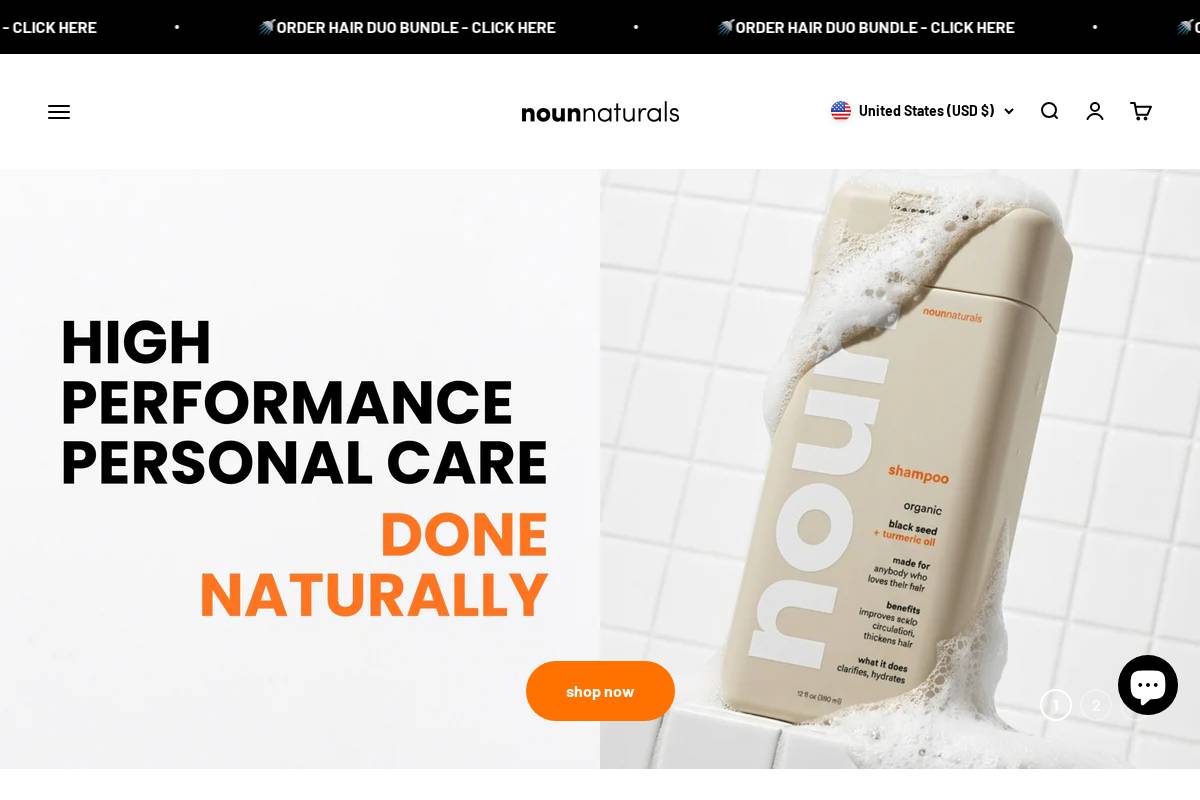 Noun Naturals homepage screenshot