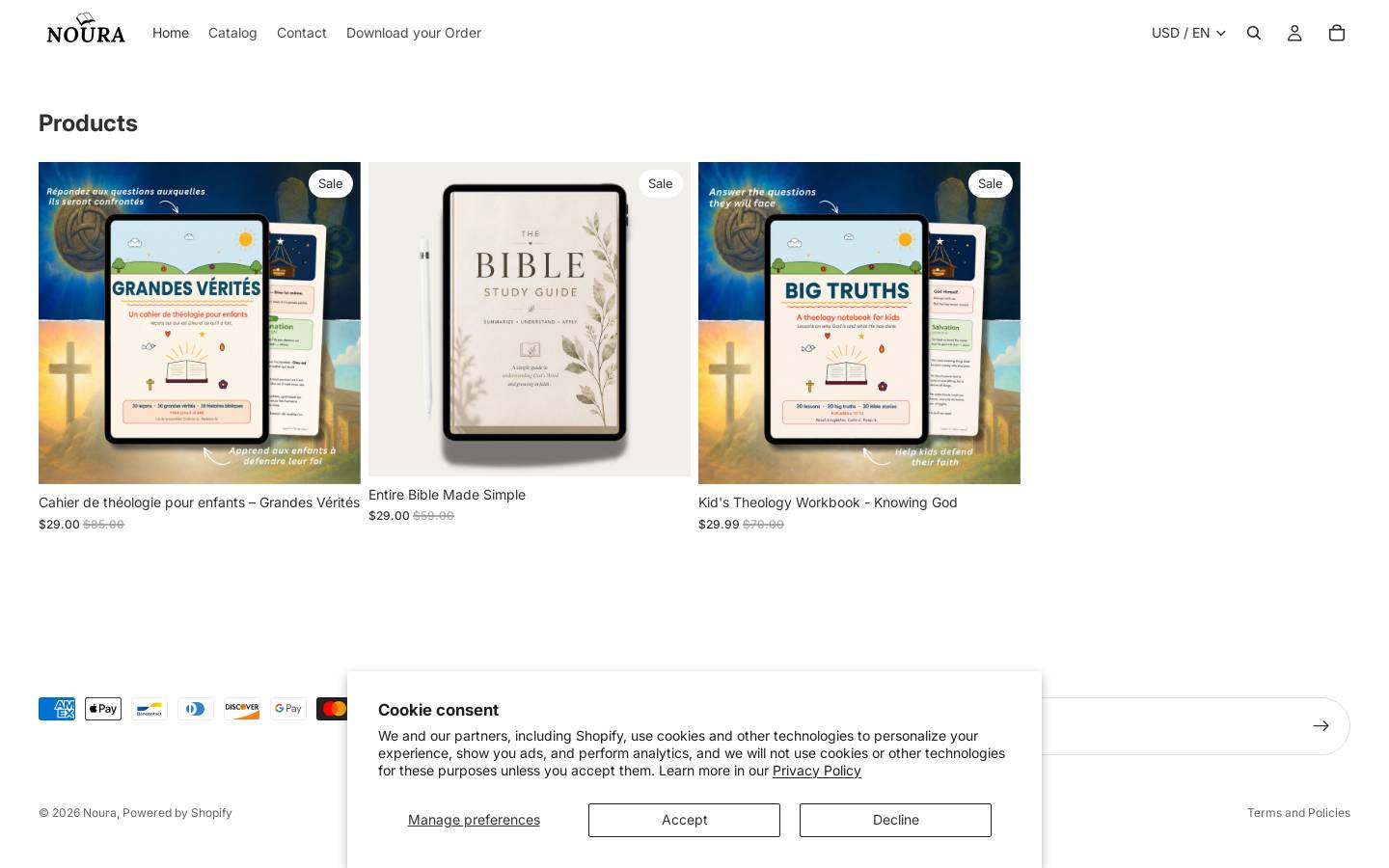 nourafaith.com homepage screenshot