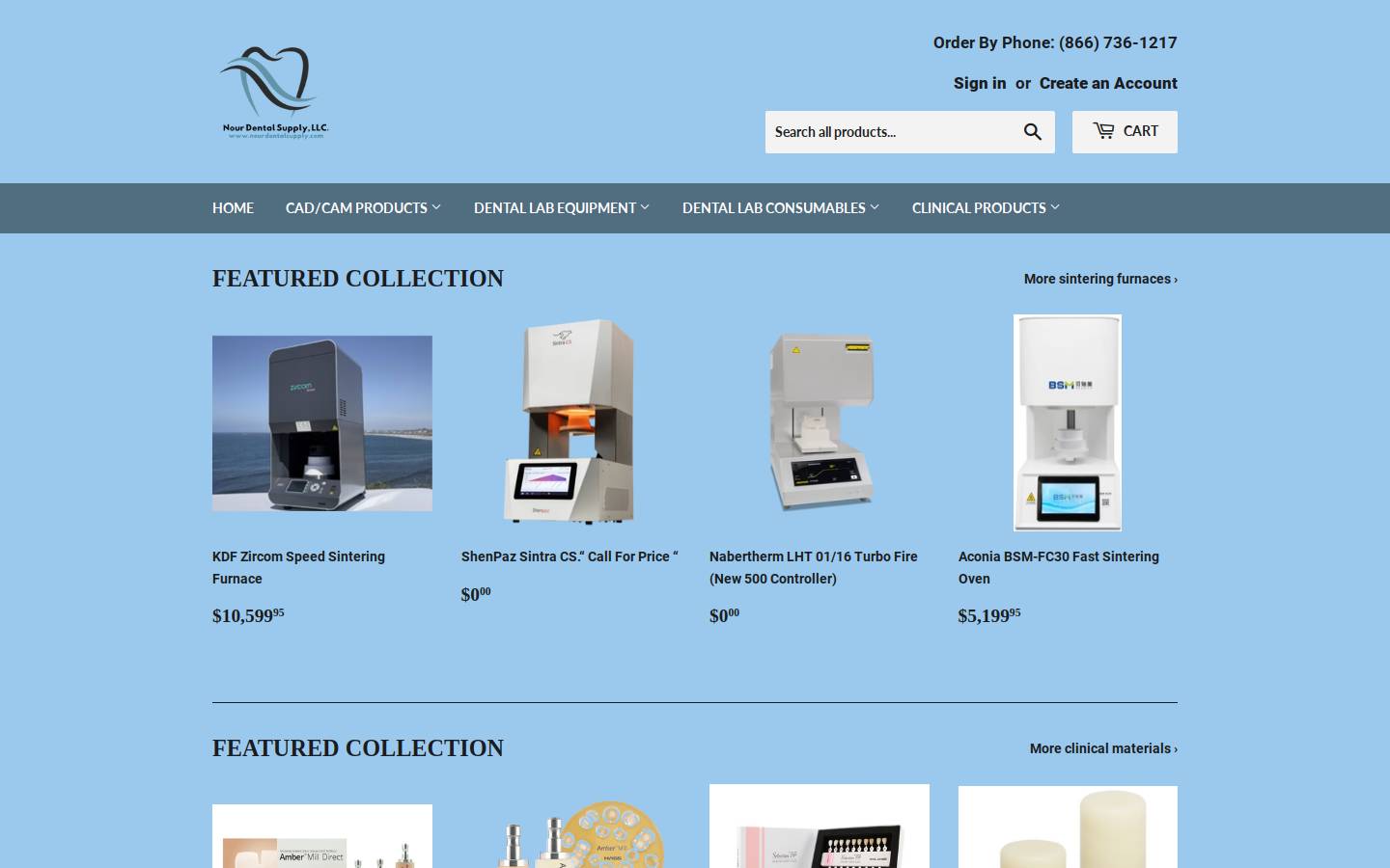 nourdentalsupply.com homepage screenshot