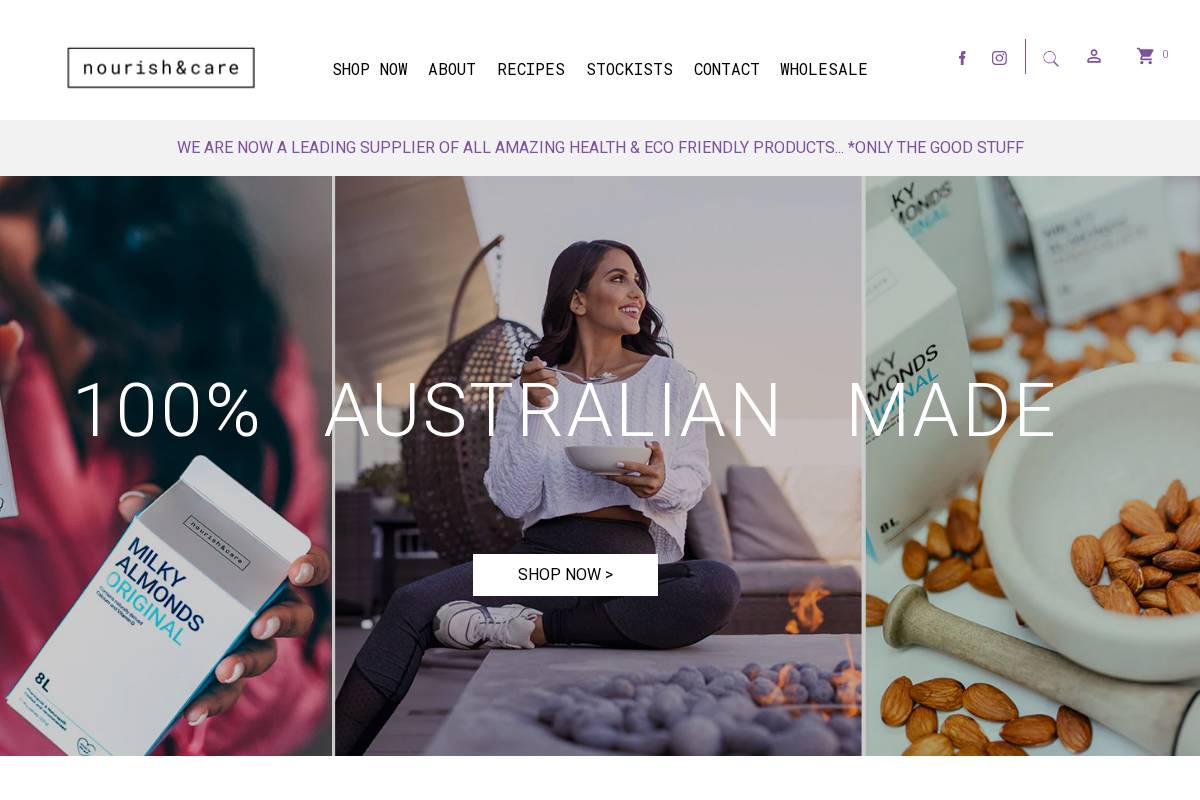 nourishandcare.com.au homepage screenshot