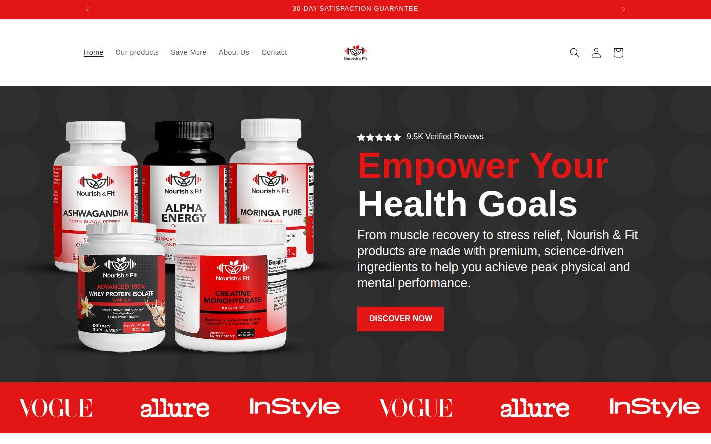 nourishandfit.com homepage screenshot