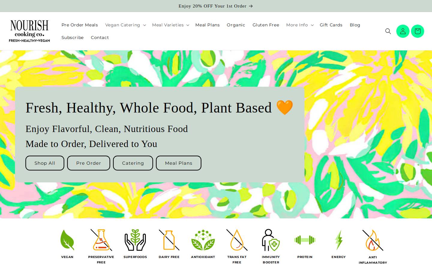 nourishcookingco.com homepage screenshot