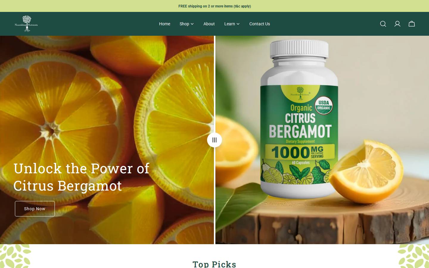 nourishingnutrients.com homepage screenshot