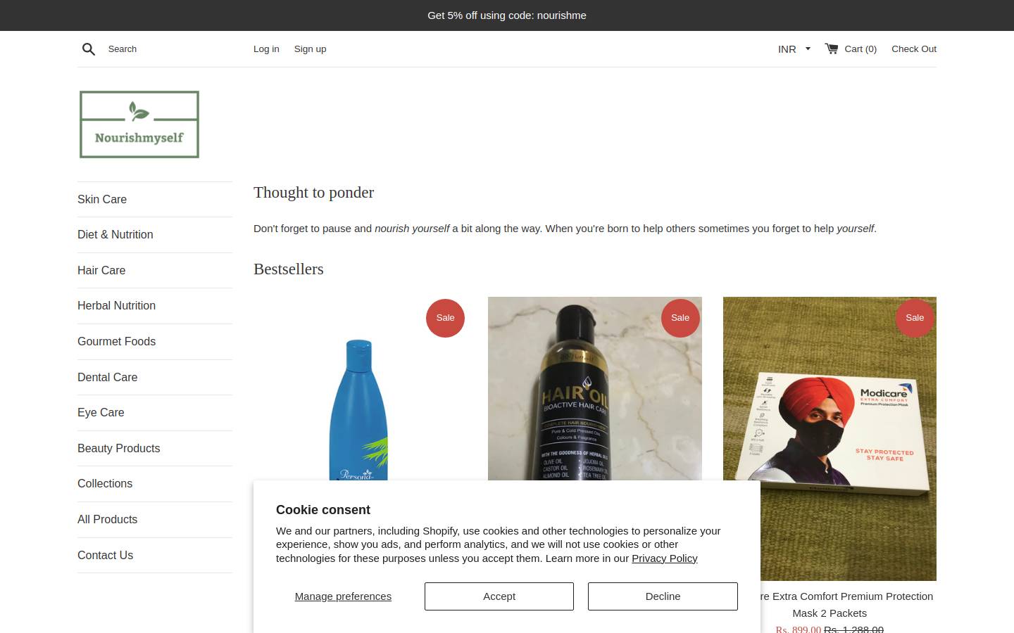 nourishmyself.in homepage screenshot