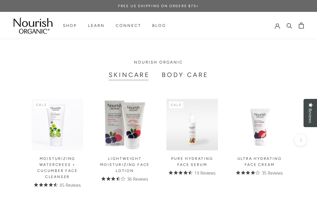 Nourish Organic homepage screenshot