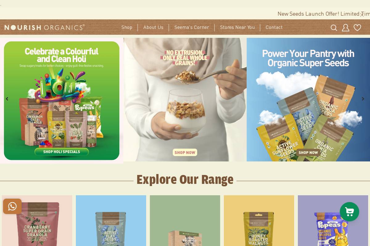 Nourishorganics homepage screenshot