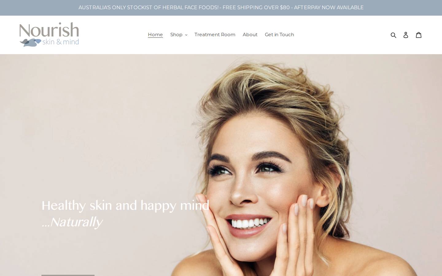 nourishskinmind.com.au homepage screenshot