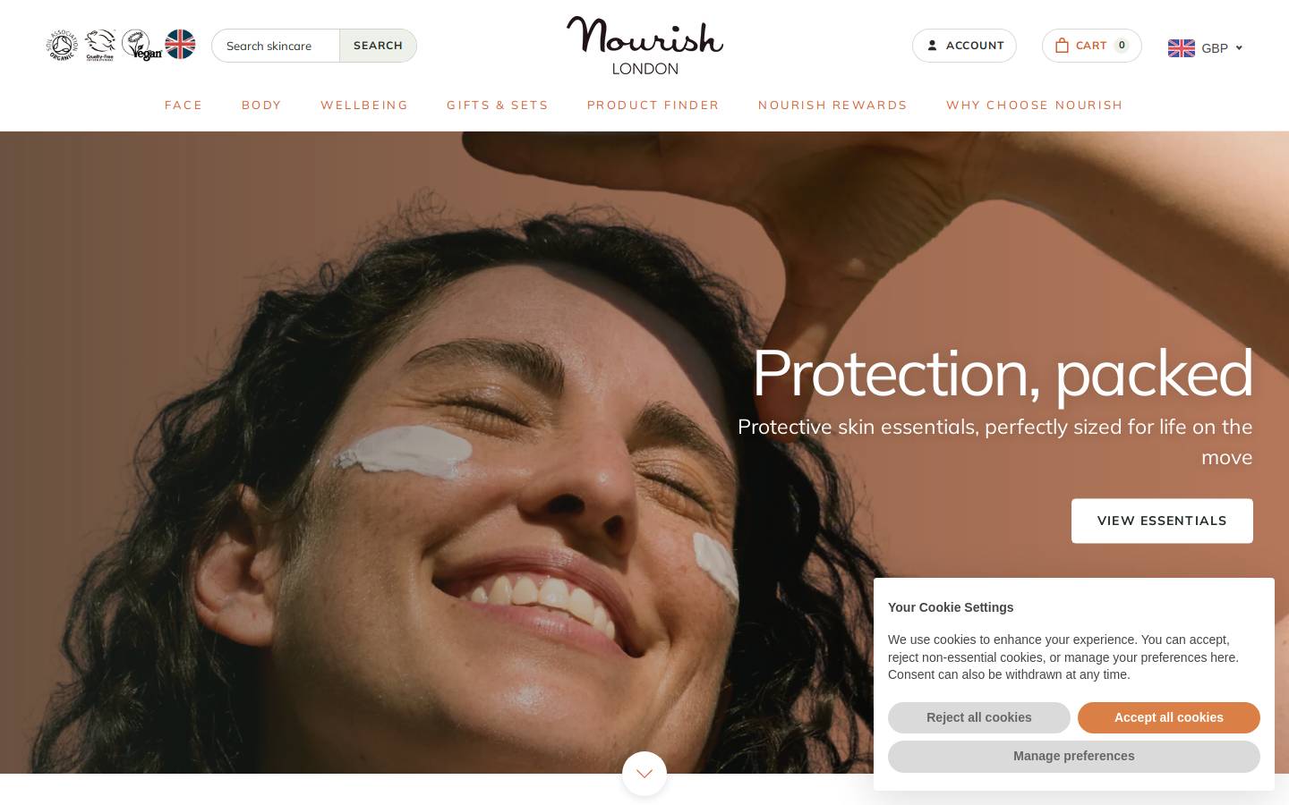Nourish London homepage screenshot