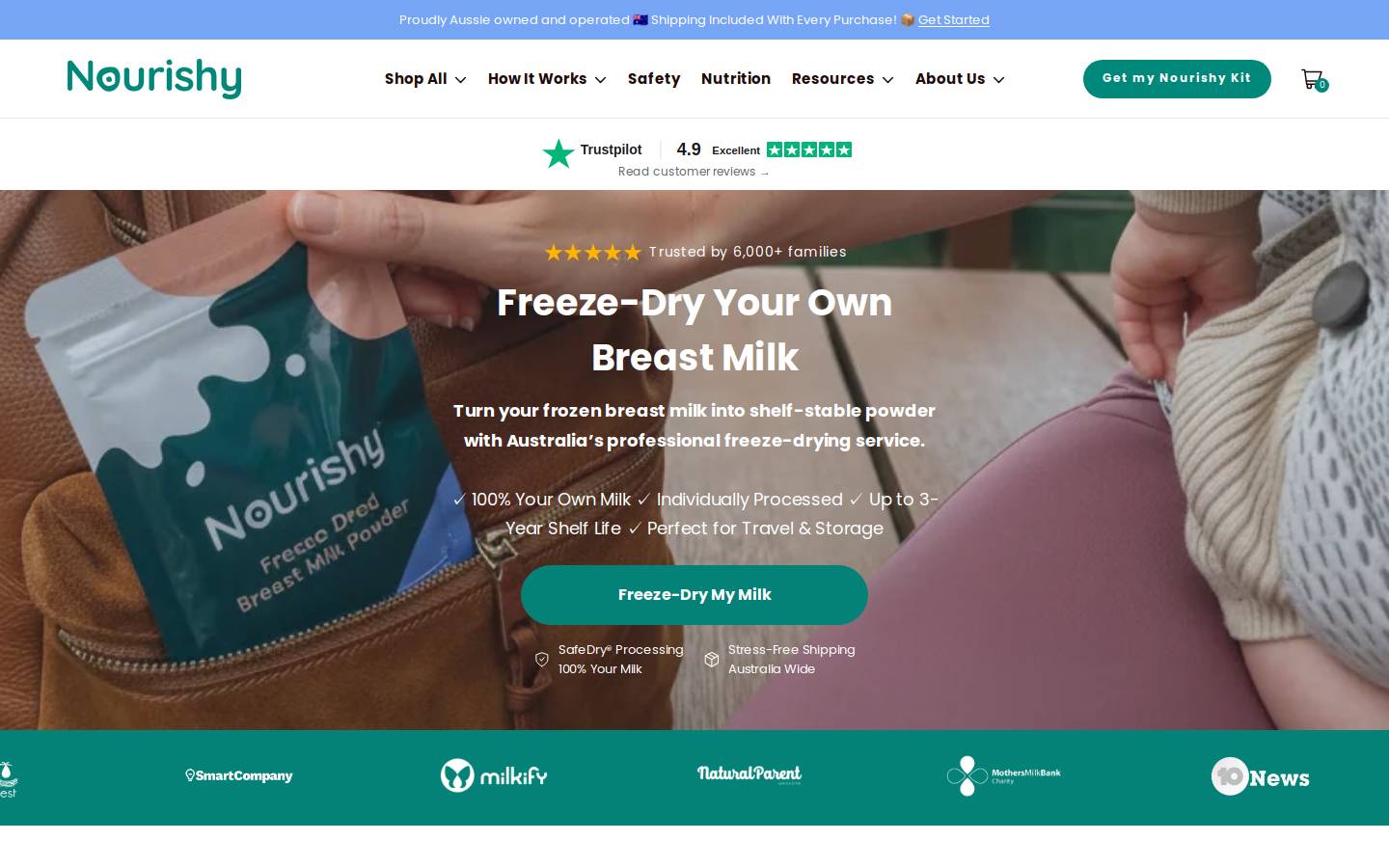 Nourishy homepage screenshot